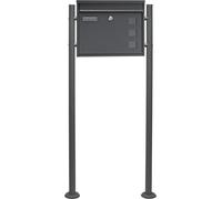 Wiltec, juego de buzones modelo V12, color antracita, dimensiones 360 x 115 x 320 mm, con soporte, buzón de pared con cerradura, ventanilla de visibilidad y placa para el nombre, buzón de acero galvan