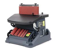 Wiltec Lijadora de banda con husillo oscilante 500 W inclinable hasta 45° pulidora de cinta con 5 manguitos de lijado y carrera de oscilación de 16 mm, 2000 rpm