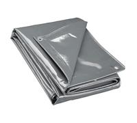 Wiltec Lona Impermeable Gris 5 x 8 m con Ojales de Acero Inoxidable, 650 g/m² Resistente a los Rayos UV, Moho y desgarro, poliéster con Revestimiento de PVC y Bordes Reforzados, Ideal para Exteriores