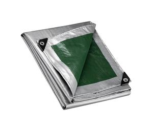 Wiltec Lona Impermeable Verde/Gris 3 x 2 m con Ojales de Aluminio, 120 g/m² Resistente a los Rayos UV, Moho y desgarro, de PE Resistente con Bordes Reforzados, Ideal para Exteriores