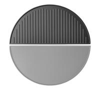 Wiltec Plancha semicircular de hierro fundido 55 x 26,5 x 1,5 cm para barbacoa, plancha de asar, accesorios BBQ, rejilla de fundición para carne, pescado y verduras, fácil de limpiar