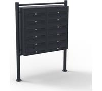 Wiltec, sistema de buzones para 12 usuarios, color , 945 x 270 x 1500 mm, buzón de pie con 2 compartimentos de 6 unidades cada uno, incluye cerradura y placa para nombres. Buzón de pared/poste