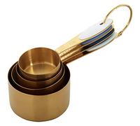 Wilton Gold Measuring Cups Set de Tazas Medidoras, 4 Piezas | Tazas Medidoras de Acero Inoxidable con Revestimiento Dorado y Mangos de Silicona para Hornear y Cocinar