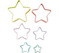 Wilton Juego de 6 moldes de doble cara con forma de estrella: cortadores de galletas, cortadores de galletas de metal para repostería de cocina, manualidades, para cortar masa de galletas y fondant