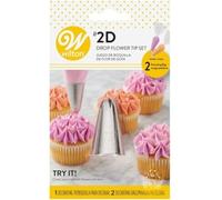 Wilton Juego de boquillas para pastelería RVS - 2D y 2 mangas pasteleras de 30 cm - Herramientas de decoración DIY para decoración de tartas, repostería, tartas, magdalenas, churros - Juego de 3