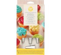 Wilton Set de decoración para Cupcakes, 12 Piezas, Acero Inoxidable | Boquillas y Mangas Pasteleras Desechables, Para Remolinos, Flores y Estrellas, Ideal para Decorar Cupcakes, Muffins y Postres