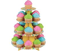 Wilton - Soporte para Cupcakes (cartón, 4 Niveles), diseño de Rayas, Multicolor