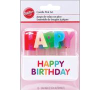 Wilton - Velas de cumpleaños Happy Birthday - 13 piezas - Velas para tartas para niños, fiestas, decoración de pasteles, Topper Happy Birthday - Lote de 13