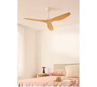 WIND BALANCE - Ventilador De Techo 40W Silencioso Ø132 Cm Sin Luz & Mando A Distancia & M (Ø132cm) (estancias 10m²-25m²) & Blanco / Efecto Madera Clara