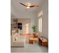 WIND CALM CUSTOM RATTAN - Ventilador De Techo 40W Silencioso Ø132 Cm Con Luz LED En Cuerpo Y Lámpara Mando A Distancia