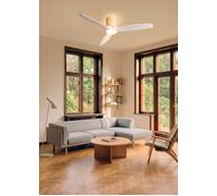 WIND CALM CUSTOM RATTAN - Ventilador De Techo 40W Silencioso Ø132 Cm Con Luz LED En Cuerpo Y Lámpara Mando A Distancia