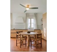 WIND CALM CUSTOM RATTAN - Ventilador De Techo 40W Silencioso Ø132 Cm Con Luz LED En Cuerpo Y Lámpara Mando A Distancia