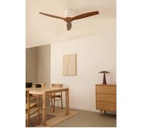 WIND CALM - Ventilador De Techo 40W Silencioso Con Aspas De ABS Técnico Varios Tamaños Sin Luz & Mando A Distancia & M (Ø132cm) (estancias 10m²-25m²) & Blanco / Efecto Madera Oscura