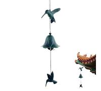 Wind Chimes, Hummingbird Outdoor Bell, Decorative Ornament, Weather-Resistant Display for Garden, Tree, Pathway, Porch, Balcony, Yard, Patio, Interior, Green, Yellow, Blue
