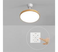 CREATE / WIND CLEAR STUDIO M/Ventilador de techo con luz blanco y madera clara con controlador de pared y mando / 40W, Aspas retráctiles, Ø 108 cm, 3 temperaturas de luz, función verano-invierno