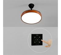 CREATE / WIND CLEAR STUDIO M/Ventilador de techo con luz negro y madera oscura con controlador de pared y mando / 40W, Aspas retráctiles, Ø 108 cm, 3 temperaturas de luz, función verano-invierno