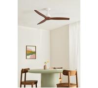 WIND STYLANCE - Ventilador De Techo 40W Silencioso Con Aspas De ABS Técnico Varios Tamaños Sin Luz & Mando A Distancia & M (Ø132cm) (estancias 10m²-25m²) & Blanco / Efecto Madera Oscura