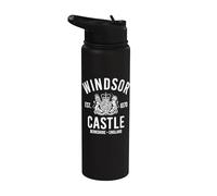 Windsor Castle Est. 1070 Berkshire Inglaterra Blanco Print Stainless Steel Insulated Water Bottle