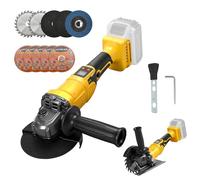 WingFly Amoladora angular a batería para Dewalt 18V, 20V, lijadora inalámbrica profesional, 125mm, motor sin escobillas, protección de disco, para eliminar pintura y mortero (sin batería, sin cargador