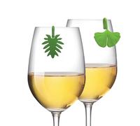 Winkee - Juego de 6 marcadores de cristal en forma de planta - Divertidos marcadores de cristal para vasos | Rotuladores para copas de vino | Marcador en el borde del cristal | Regalo divertido para
