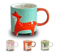 Winkee - Linda taza de zorro de animales | La dulce taza de café y taza de té en grande | XXL taza aprox. 450 ml | Bonita taza de café | Regalo para cumpleaños, escolar, Navidad, San Valentín