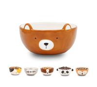 Winkee - Tazón para cereales | Dulce y pequeña taza de cerámica | Tazón de gres con aspecto de perrito dulce | Regalo para cumpleaños, inicio de la escuela, Navidad, San Valentín (Oso)