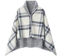 WINKEEY Manta con Capucha de Invierno Frazada Forro Polar, Suave, cálida, Sudadera con Capucha acogedora Manta térmica,Talla única, Multicolor Gris Blanco