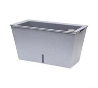 Winlaovate Maceta rectangular de riego automático para interior para balcón y jardín con construcción de PP y ventana de visualización de nivel de agua (gris)