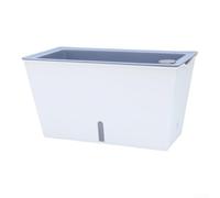 Winlaovate Maceta rectangular de riego automático para interior para balcón y jardín con construcción de PP y ventana de visualización de nivel de agua (blanco)