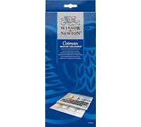 Winsor and Newton. Acuarela Cotman, set de estudio, 45 medias sartenes y 1 pincel redondo para acuarela Cotman