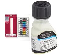 Winsor & Newton Gouache, Set iniciación de 10 tubos de 12ml, colores surtidos & Líquido para enmascarar acuarelas (75 ml)