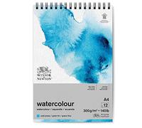 Winsor & Newton Papel de acuarela Clásico grano fino 300 g 25% algodón DIN A4 bloc espiral 12 hojas