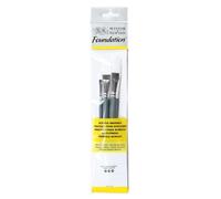 Winsor & Newton Pinceles para acrílico Foundation, set de 3 Unidades, sintéticos, pinceles planos nº 4, 10 y 14