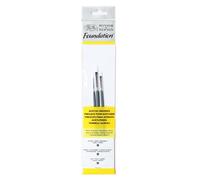 Winsor & Newton Pinceles para acrílico Foundation, set de 3 Unidades, sintéticos, pinceles redondo nº2, lengua de gato nº4 y plano nº2