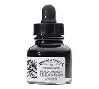 Winsor & Newton Tinta para Dibujo Drawing Ink - frasco de 30ml cuenta gotas, tinta china negra, indian ink, resistente al agua y la luz