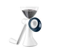 Wintem Molinillo semimanual con manivela de plástico y cristal blanco - 20 x 9,5 cm - Ideal para varios tipos de semillas - Fácil de limpiar y mantener - Estructura ergonómica - Cómodo y resistente