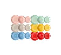 Wintem Servicios de platos de 18 piezas de porcelana multicolor - Juego compuesto por platos llanos, hondos y de postre ideales para cualquier ocasión - Modernos y resistentes, lavables en