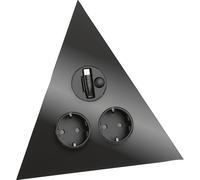 WIPO - Elemento de toma Power Triangle 2 Schuko + cargador USB negro
