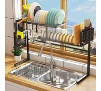 WIQUYBML Escurridor de Platos Ajustable sobre el Fregadero, Rejilla de Acero Inoxidable con Soporte para detergente para una Mejor organización de la Cocina.