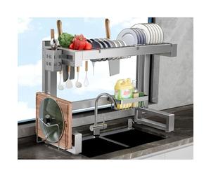 WIQUYBML Escurridor de Platos de Acero Inoxidable, diseño Que Ahorra Espacio para Colocar sobre el Fregadero con Soporte para Tablas de Cortar, escurridor de Utensilios para una Mejor Organ