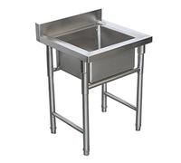 WIQUYBML Fregadero Comercial de Acero Inoxidable, 1 Compartimento, Patas en Forma de H para la Base, Fregadero utilitario para Garaje, Restaurante y Exteriores.