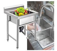 WIQUYBML Fregadero Comercial Independiente, de Acero Inoxidable, con Patas Ajustables Tipo Bala, Compartimento Profundo Extragrande para lavandería o Garaje, 304 (50 cm/60 cm).
