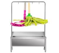 WIQUYBML Fregadero Comercial para fregona con cubeta Profunda, lavadero de Acero Inoxidable con Grifo único de Agua fría para Cuarto de Lavado y baño.