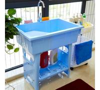 WIQUYBML Fregadero con Tabla de Lavar, Grifo Giratorio y Estante de Almacenamiento para el Cuarto de Servicio del Garaje.