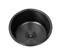 WIQUYBML Fregadero de Acero Inoxidable 304, Fregadero pequeño, fregaderos de Cocina Redondos, 1 cubeta, Negro, fregaderos para caravanas con Tubo de desagüe, Tipo de instalación Desde la pa