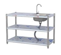 WIQUYBML Fregadero de Acero Inoxidable con Grifo, Lavabo portátil para Uso en Exteriores, jardín, Taller y Camping.