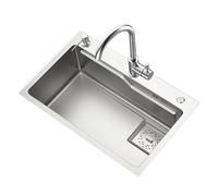 WIQUYBML Fregadero de Acero Inoxidable, Cuadrado, Grande, Individual, empotrable, con dispensador de jabón, Drenaje rápido, de Uso Comercial para instalación bajo encimera o Empotrado.