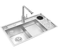 WIQUYBML Fregadero de Acero Inoxidable de un Solo Seno con tapón de desagüe, Bandeja de Agua y Kit de Montaje para instalación en Cocina o Bar.