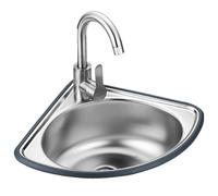 WIQUYBML Fregadero de Acero Inoxidable para Montaje en Pared, esquinero para baño, Cocina, Individual, con escurridor y Grifo de Agua fría y Caliente, Lavabo Triangular para Garaje, Bar u h
