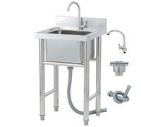 WIQUYBML Fregadero de Catering Independiente de Acero Inoxidable 304, Fregadero utilitario para lavandería con Grifo y desagüe, Industrial, Garaje, Comercial, Restaurante, Taller.
